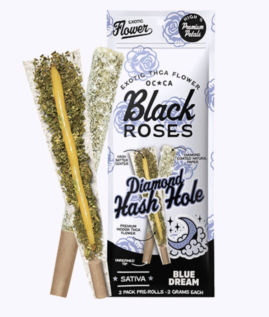 Black Roses Diamond Hash Hole Pre-Rolls | (2ct) 4g