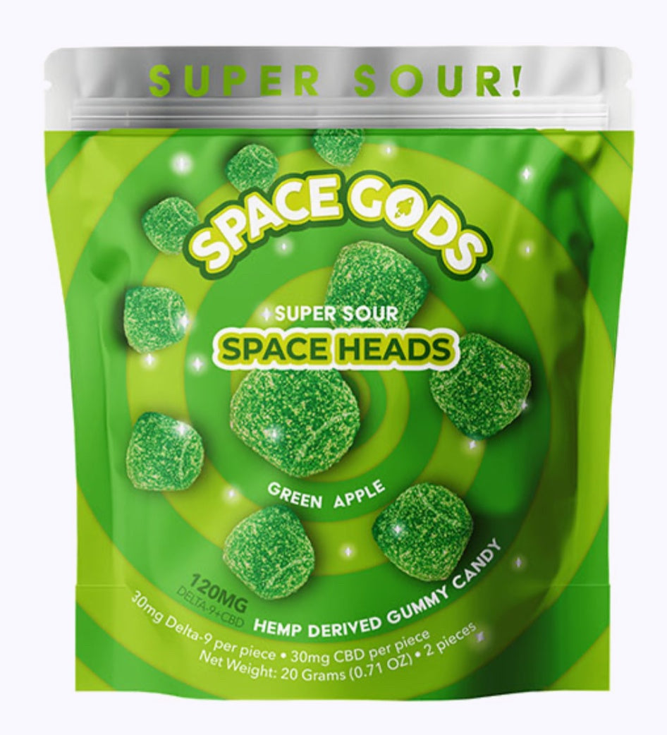 Space Gods Sour Space Heads D9:CBD Gummies | (2ct) 120mg